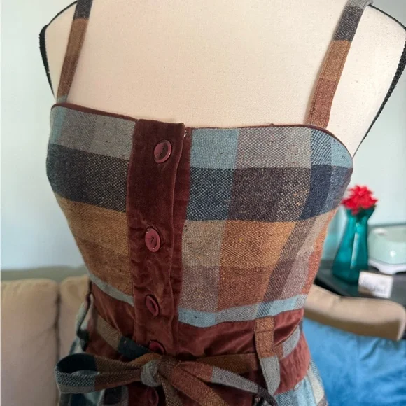 Maple Anthropologie Maple Womens Small S 2 Check Wool Jumper Dress Strapless - Picture 3 of 9